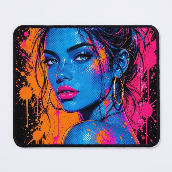 Item preview, Neon Graffiti Beauty | Cyber Pop Art Portrait | Blue & Pink Street Art | Vibrant Urban Wall Art designed and sold by A-T-H.