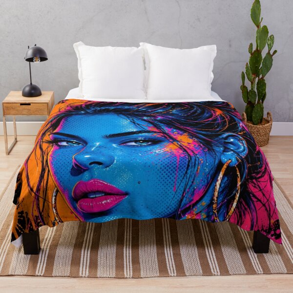 Item preview, Neon Graffiti Beauty | Cyber Pop Art Portrait | Blue & Pink Street Art | Vibrant Urban Wall Art designed and sold by A-T-H.