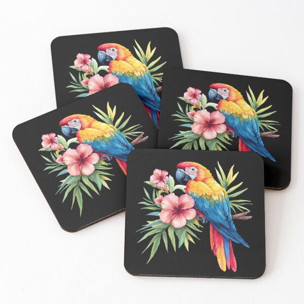 Item preview, Colorful Parrot with Tropical Flowers designed and sold by perijun.