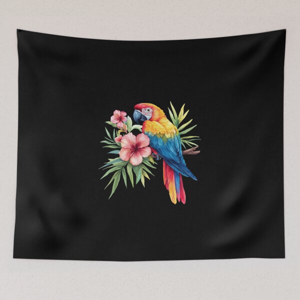 Item preview, Colorful Parrot with Tropical Flowers designed and sold by perijun.