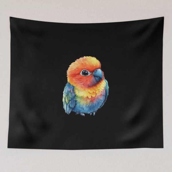 Item preview, Colorful Parrot on Black Background designed and sold by perijun.