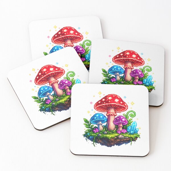 Artikelvorschau, Magischer Pixel-Pilzwald | Neon-Fantasy-8-Bit-Design entworfen und verkauft von NucciCollective.