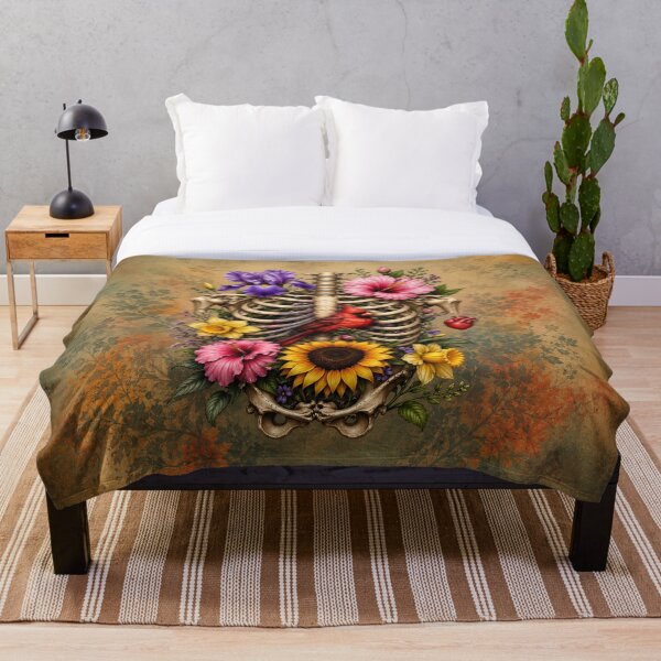 Aperçu de l'œuvre Cage thoracique squelettique florale avec art du cardinal créée et vendue par Pure Craft.