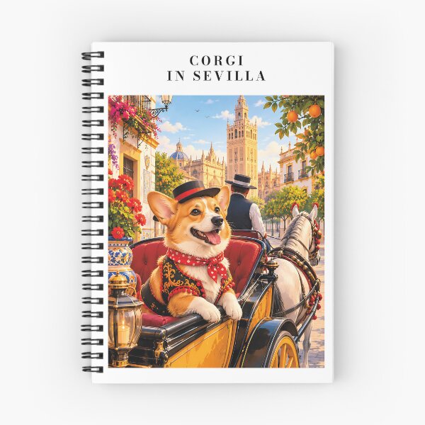 Item preview, Corgi touring Seville in a horse-drawn carriage designed and sold by Nomad-Paws.