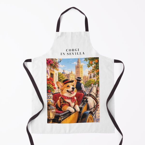 Item preview, Corgi touring Seville in a horse-drawn carriage designed and sold by Nomad-Paws.