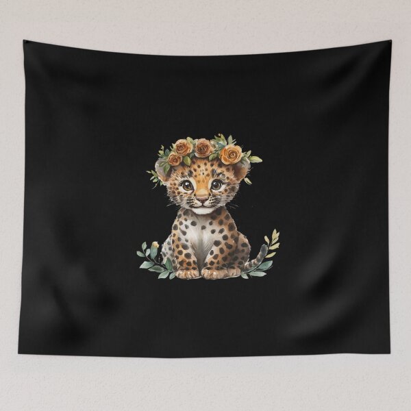 Item preview, Leopard Cub with Flower Crown designed and sold by perijun.