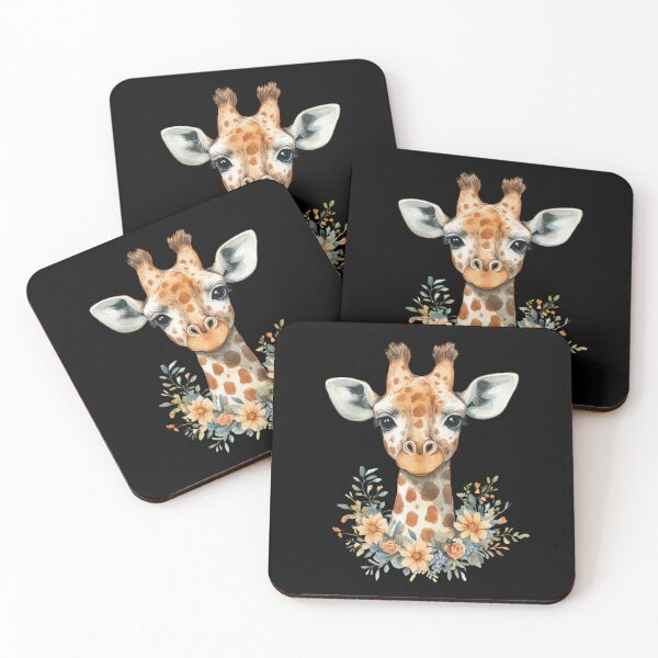 Item preview, Giraffe Portrait with Floral Accents designed and sold by perijun.