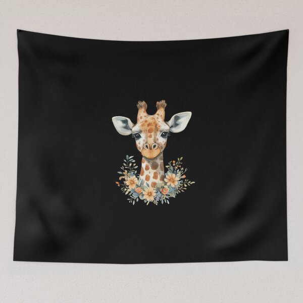 Item preview, Giraffe Portrait with Floral Accents designed and sold by perijun.