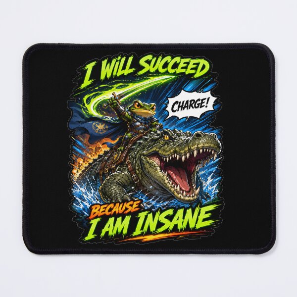 Item preview, I Will Succeed Because I Am Insane Bold Bubble Cartoon Typography Frog Meme Humor Gift for Meme Lovers designed and sold by Nightarel.