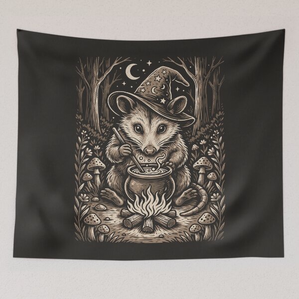 Item preview, Witch Opossum Vintage Woodland Animal Magical Cottagecore  designed and sold by Y-Vibes.