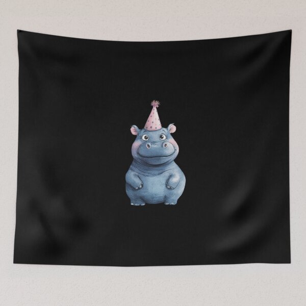 Item preview, Party Hippo with Pink Hat designed and sold by perijun.
