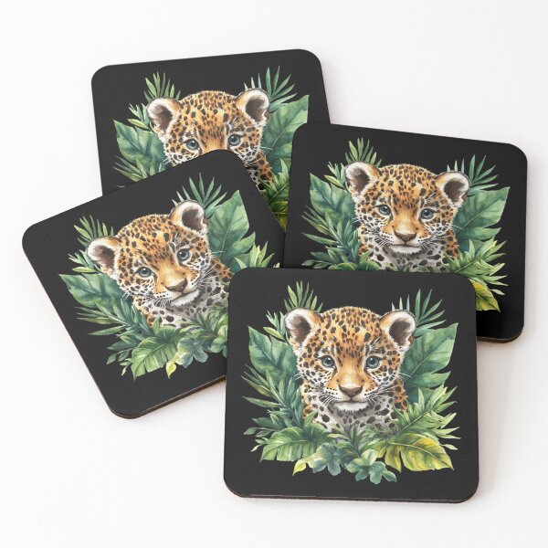 Item preview, Leopard Cub with Jungle Foliage designed and sold by perijun.