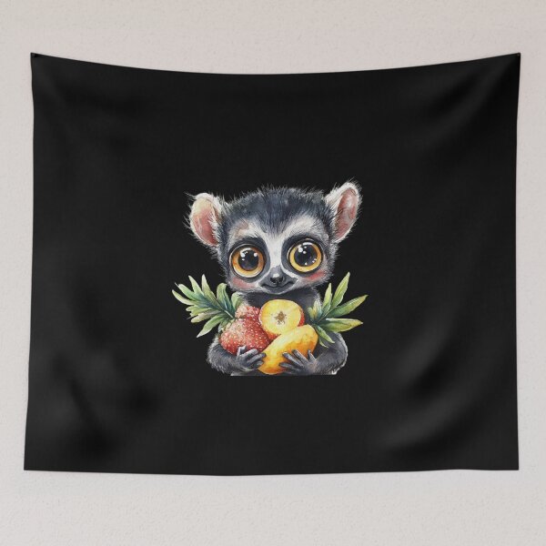 Item preview, Cute Lemur with Tropical Fruits designed and sold by perijun.