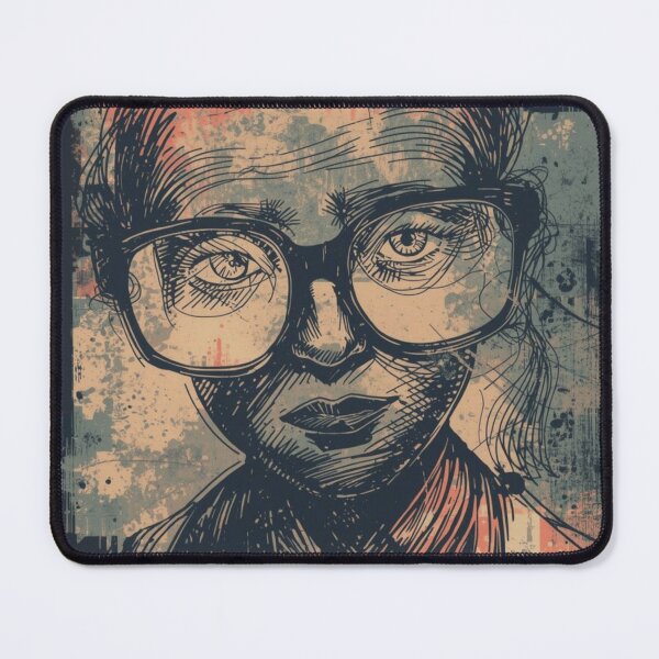 Item preview, Retro Indie Girl Glasses Sketch Art designed and sold by ERODED SELF.