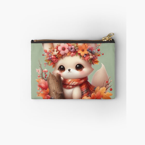 Item preview, Cute Autumn White Baby Fox Woodland Floral Crown Kawaii Cottagecore designed and sold by NotasCreativa.