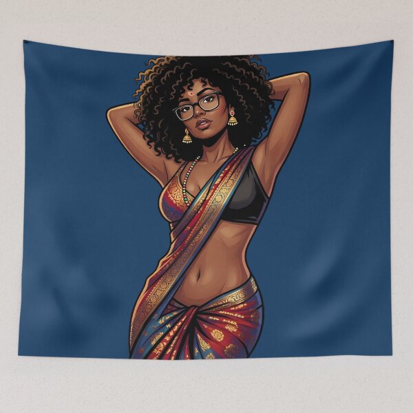 Item preview, Afro Desi Goddess | Blindian Beauty Illustration designed and sold by digitalbob60.