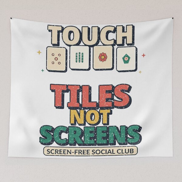 Item preview, Touch Tiles Not Screens – Retro Mahjong Social Club designed and sold by Xnuery.