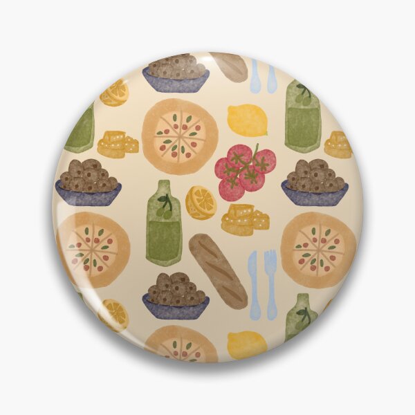 Item preview, Mediterranean Food Seamless Pattern | Watercolor Pizza, Olives & Lemon Kitchen Design designed and sold by GracefulbyElmes.