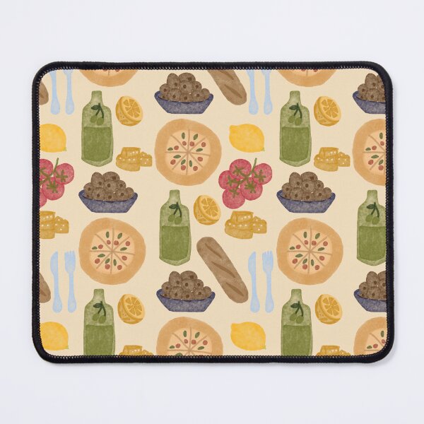 Item preview, Mediterranean Food Seamless Pattern | Watercolor Pizza, Olives & Lemon Kitchen Design designed and sold by GracefulbyElmes.
