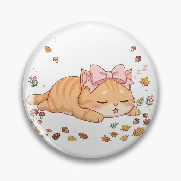 Item preview, Cute Fall Sleeping Cat Cozy Autumn Leaves Mushroom designed and sold by Luna's World .