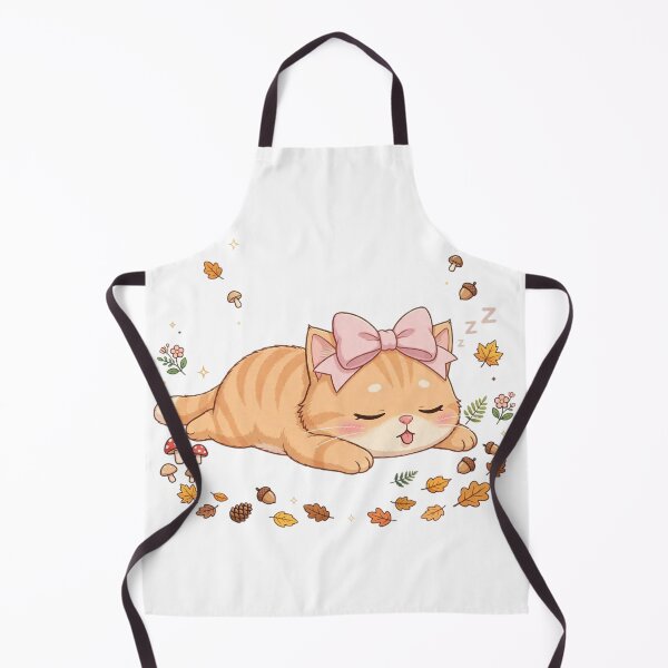 Item preview, Cute Fall Sleeping Cat Cozy Autumn Leaves Mushroom designed and sold by Moody Vibes Studio.