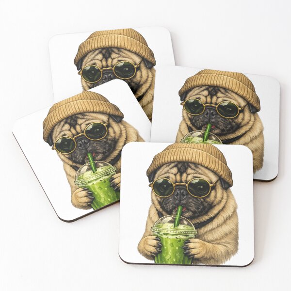 Item preview, Pug drinking Matcha designed and sold by PhotosByG.