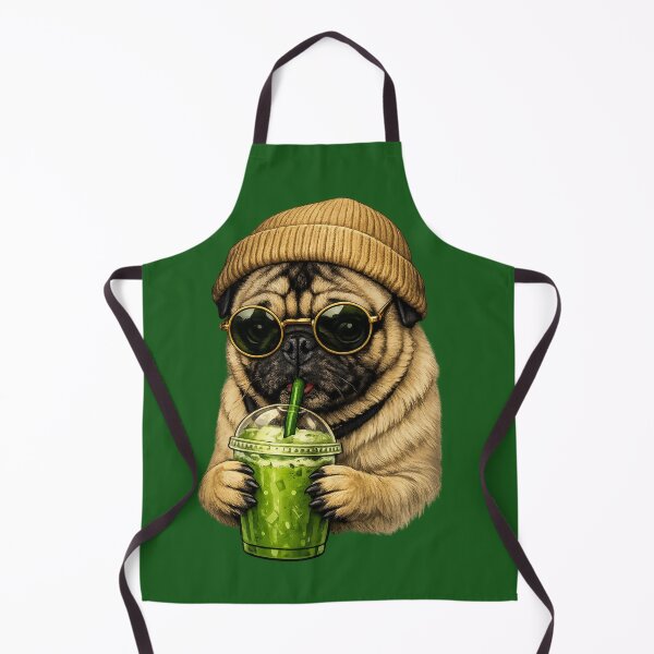 Item preview, Pug drinking Matcha designed and sold by PhotosByG.