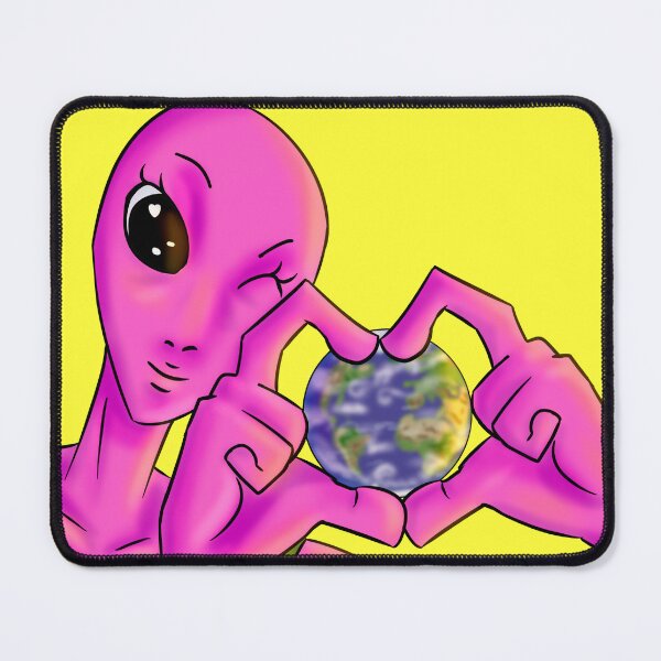 Item preview, Cute Pink Alien Heart Hands Earth Vacation designed and sold by JimboTurtle.