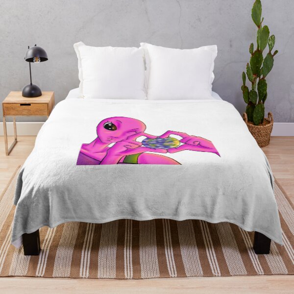 Item preview, Cute Pink Alien Heart Hands Earth Vacation designed and sold by JimboTurtle.