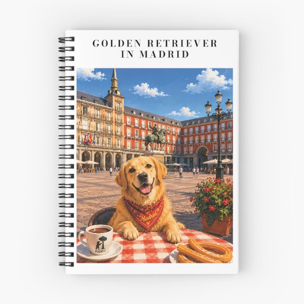Item preview, Golden Retriever enjoying Madrid's Plaza Mayor designed and sold by Nomad-Paws.