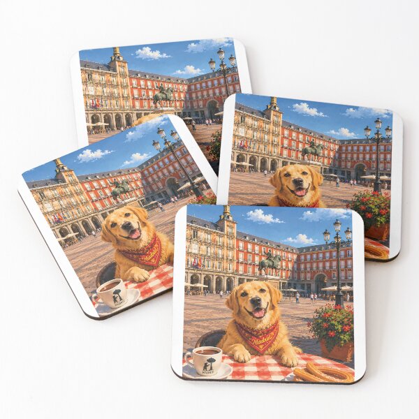 Item preview, Golden Retriever enjoying Madrid's Plaza Mayor designed and sold by Nomad-Paws.