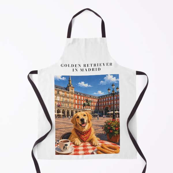 Item preview, Golden Retriever enjoying Madrid's Plaza Mayor designed and sold by Nomad-Paws.