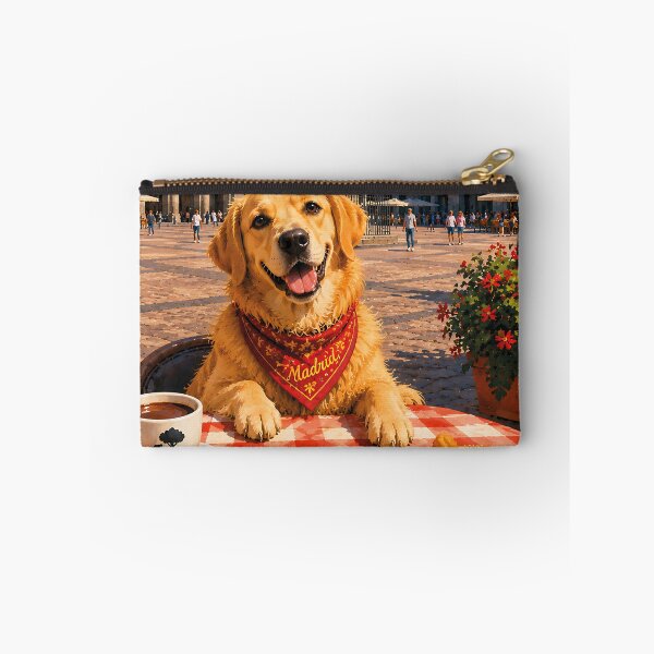 Item preview, Golden Retriever enjoying Madrid's Plaza Mayor designed and sold by Nomad-Paws.