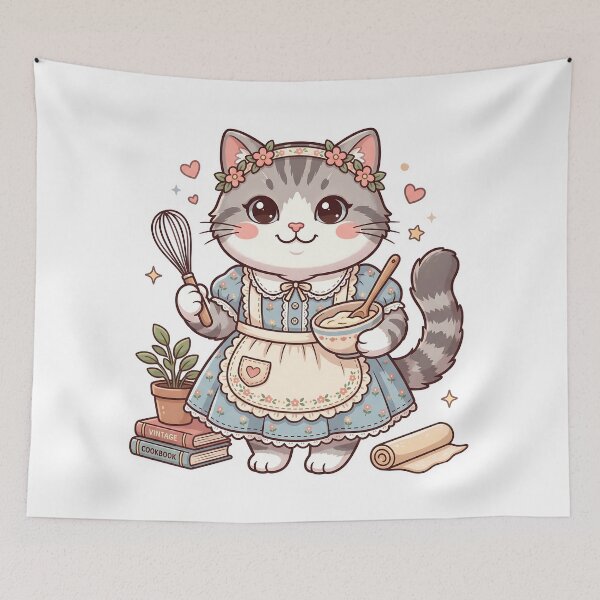 Item preview, Kawaii Chef Cat: Cute Cottagecore Baker - Tradwife designed and sold by CuteKats.