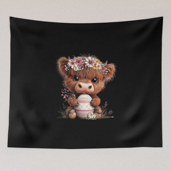 Item preview, Cute Highland Cow with Floral Crown designed and sold by perijun.