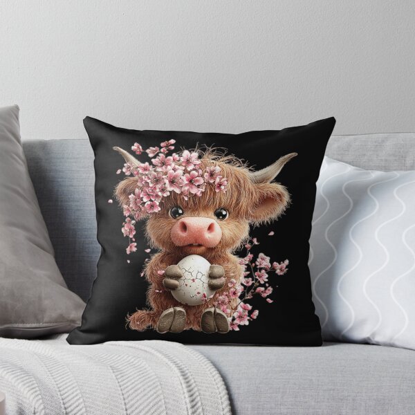 Item preview, Adorable Highland Cow with Blossoms designed and sold by perijun.