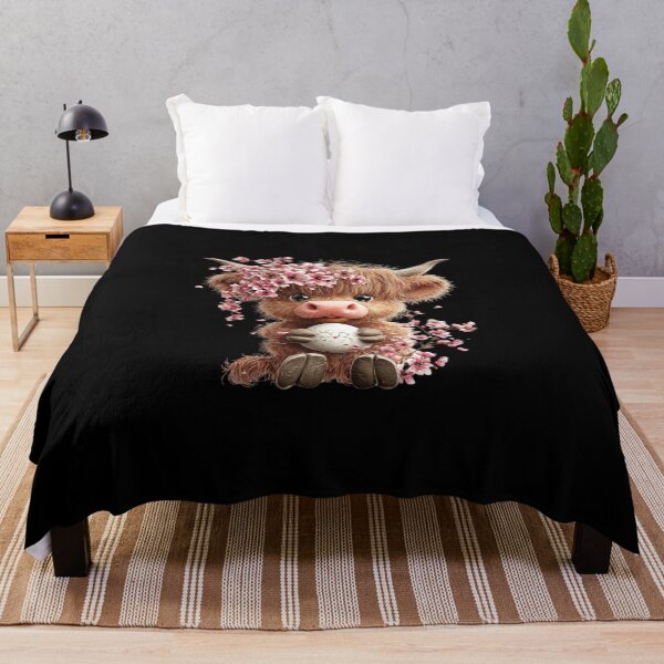 Item preview, Adorable Highland Cow with Blossoms designed and sold by perijun.