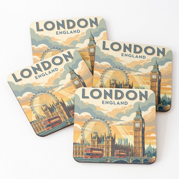 Item preview, London England Original Custom Vintage Poster Wall Art Design designed and sold by Cool Robot Bro..