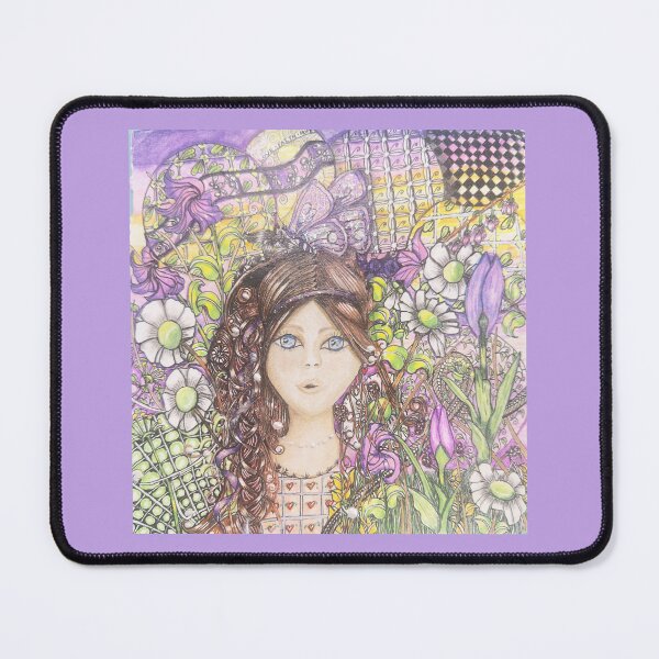 Item preview, Purple Zentangle Garden Girl designed and sold by LorieFossaArt.