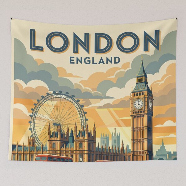 Item preview, London England Original Custom Vintage Poster Wall Art Design designed and sold by Cool Robot Bro..