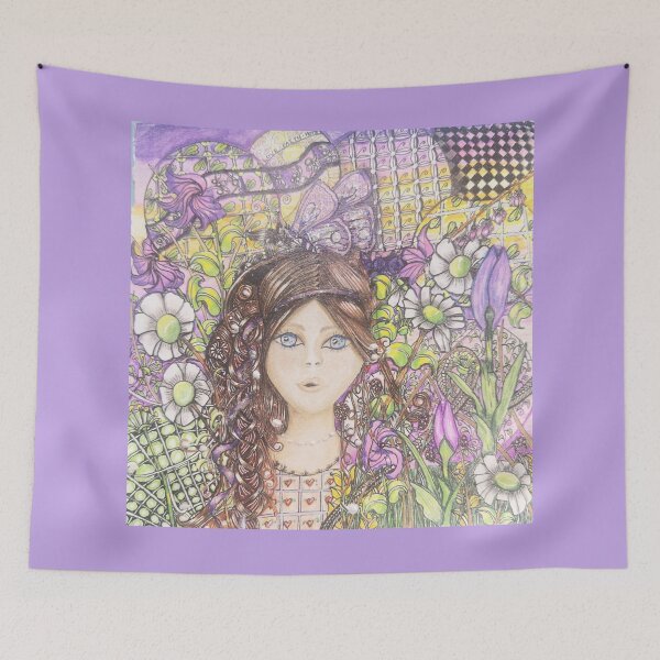 Item preview, Purple Zentangle Garden Girl designed and sold by LorieFossaArt.