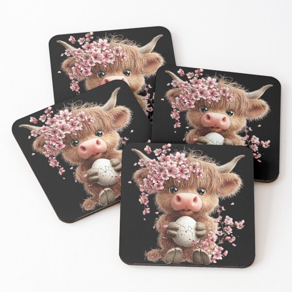 Item preview, Adorable Highland Cow with Flowers designed and sold by perijun.