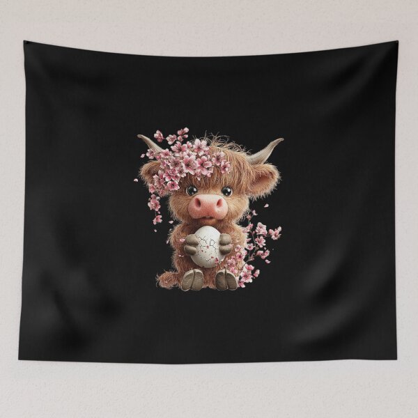Item preview, Adorable Highland Cow with Flowers designed and sold by perijun.