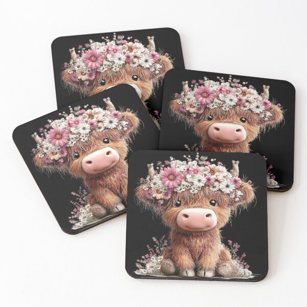 Item preview, Adorable Highland Cow with Flowers designed and sold by perijun.
