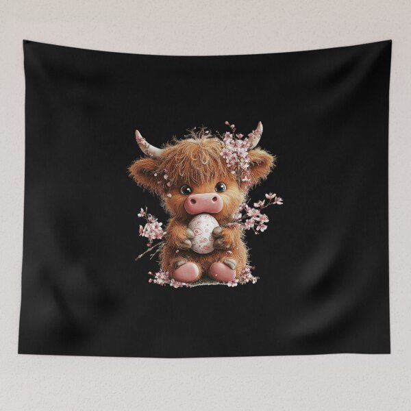 Item preview, Cute Highland Cow with Egg designed and sold by perijun.