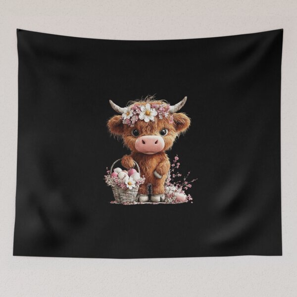 Item preview, Flower-Crowned Baby Cow with Basket designed and sold by perijun.