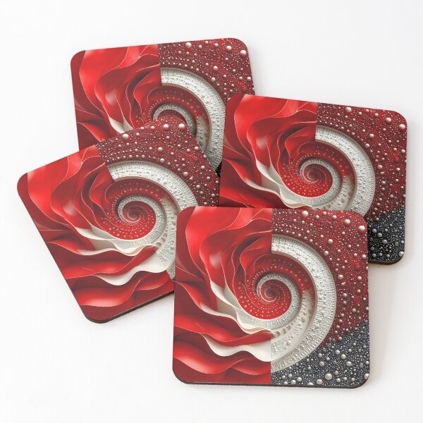 Item preview, Vibrant Red Silver White Spiral Patterns designed and sold by Vicky Brago-Mitchell®.