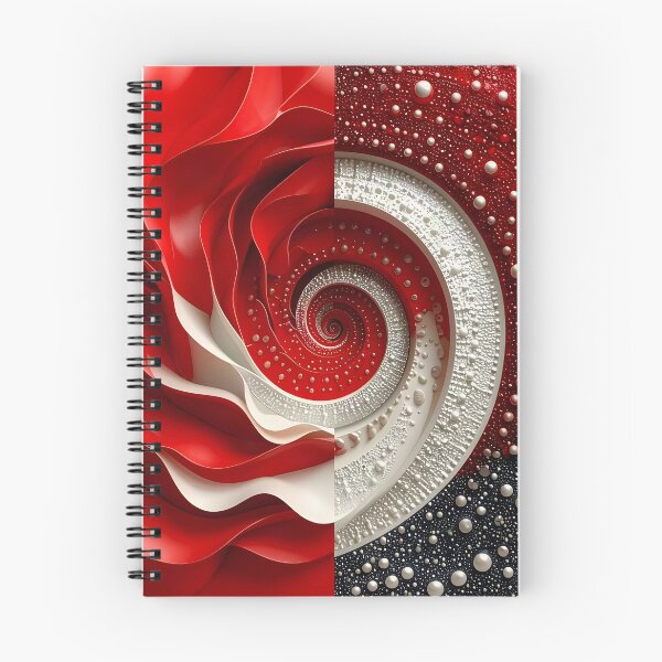 Item preview, Vibrant Red Silver White Spiral Patterns designed and sold by Vicky Brago-Mitchell®.