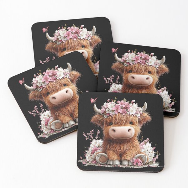 Item preview, Floral Highland Cow with Butterfly designed and sold by perijun.