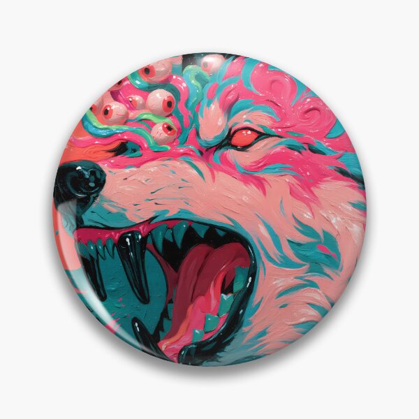 Item preview, Psychedelic Wolf Creepy Cute Neon Pink Art designed and sold by FrostyFrisby.